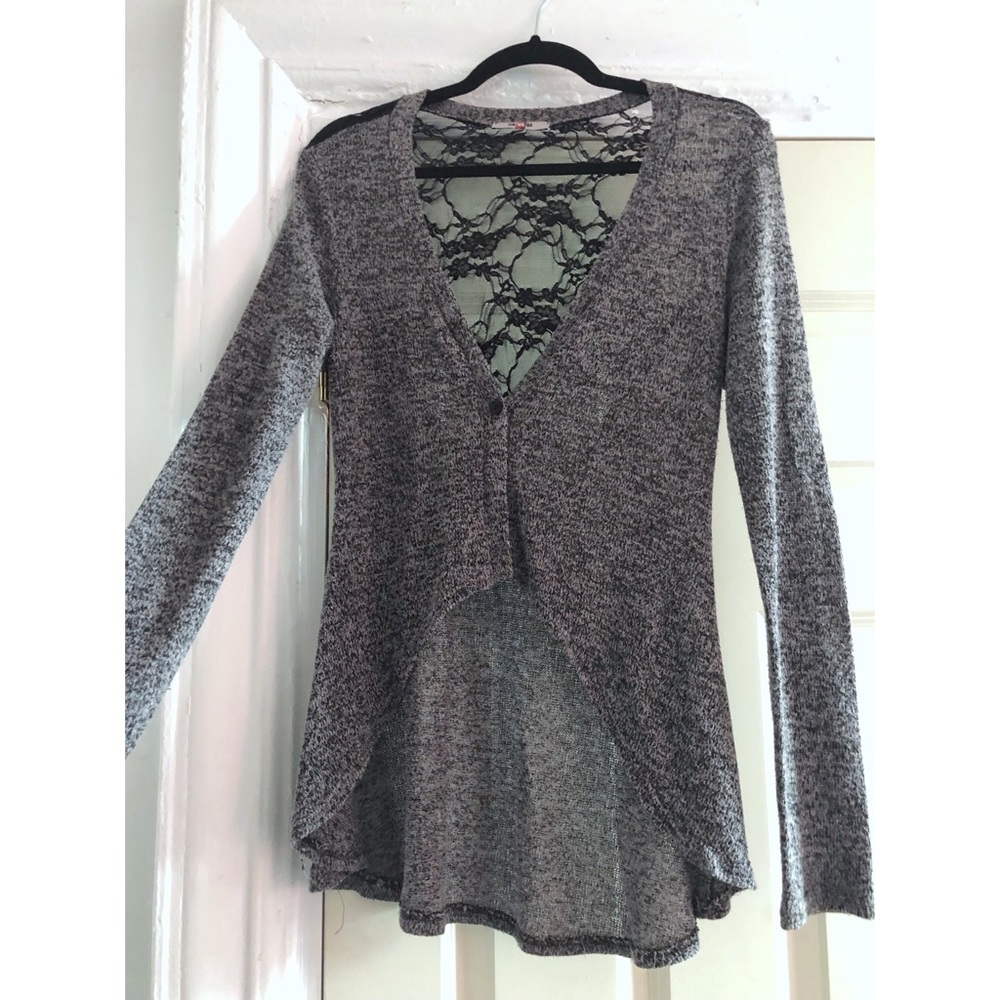 Grey High-Low Cardigan